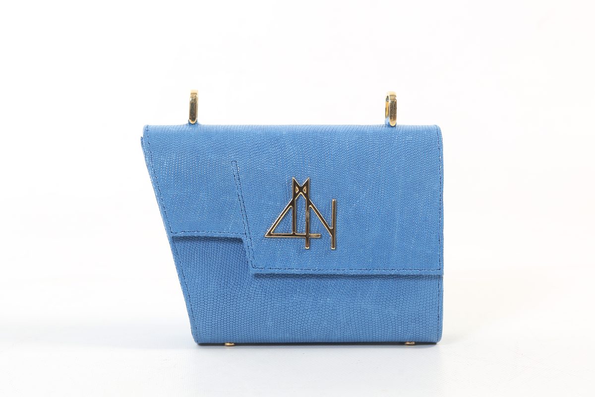 6158 SUN - LIGHT BLUE REPTIL leather bag