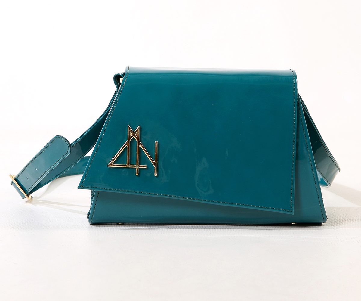 6159 SKY - DARK GREEN V leather bag