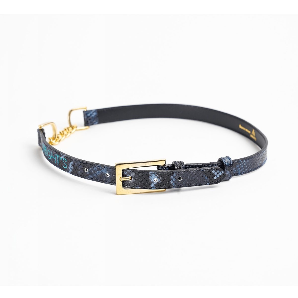 4NIGHT'S 6151 PALM Belt - Blue Python Leather Belt