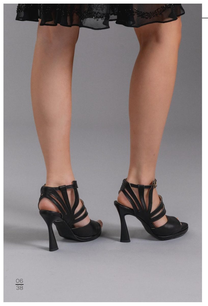 4NIGHT'S 6151 PALM - Sandals - Black Leather Pumps